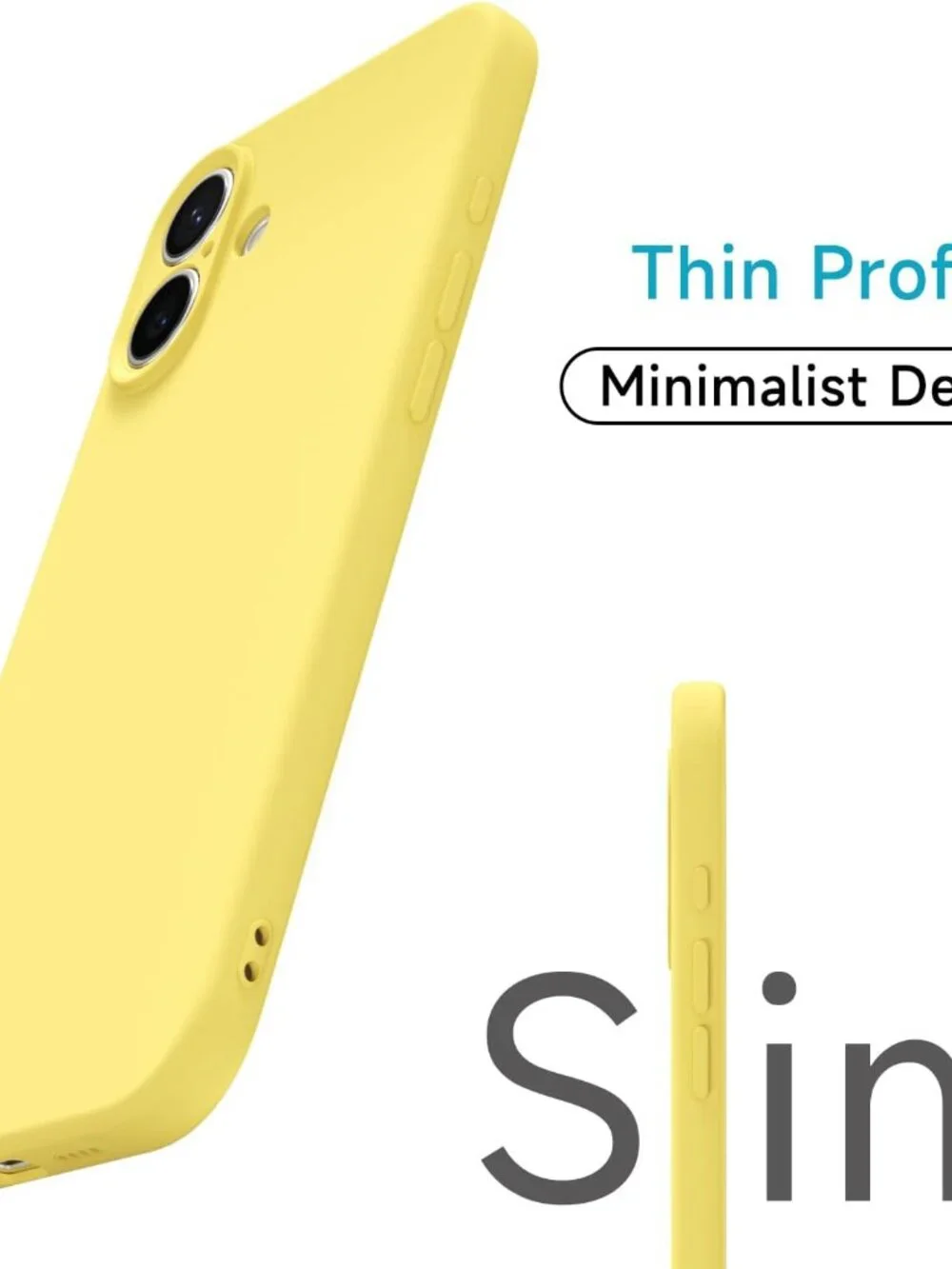 Slim Liquid Silicone iPhone 16 Plus Case, Wireless Recharging Compatible, Yellow